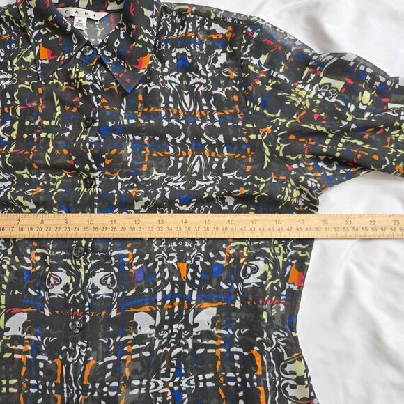 CABI Festival Boho Sheer Button Up Blouse Medium - Picture 9 of 11